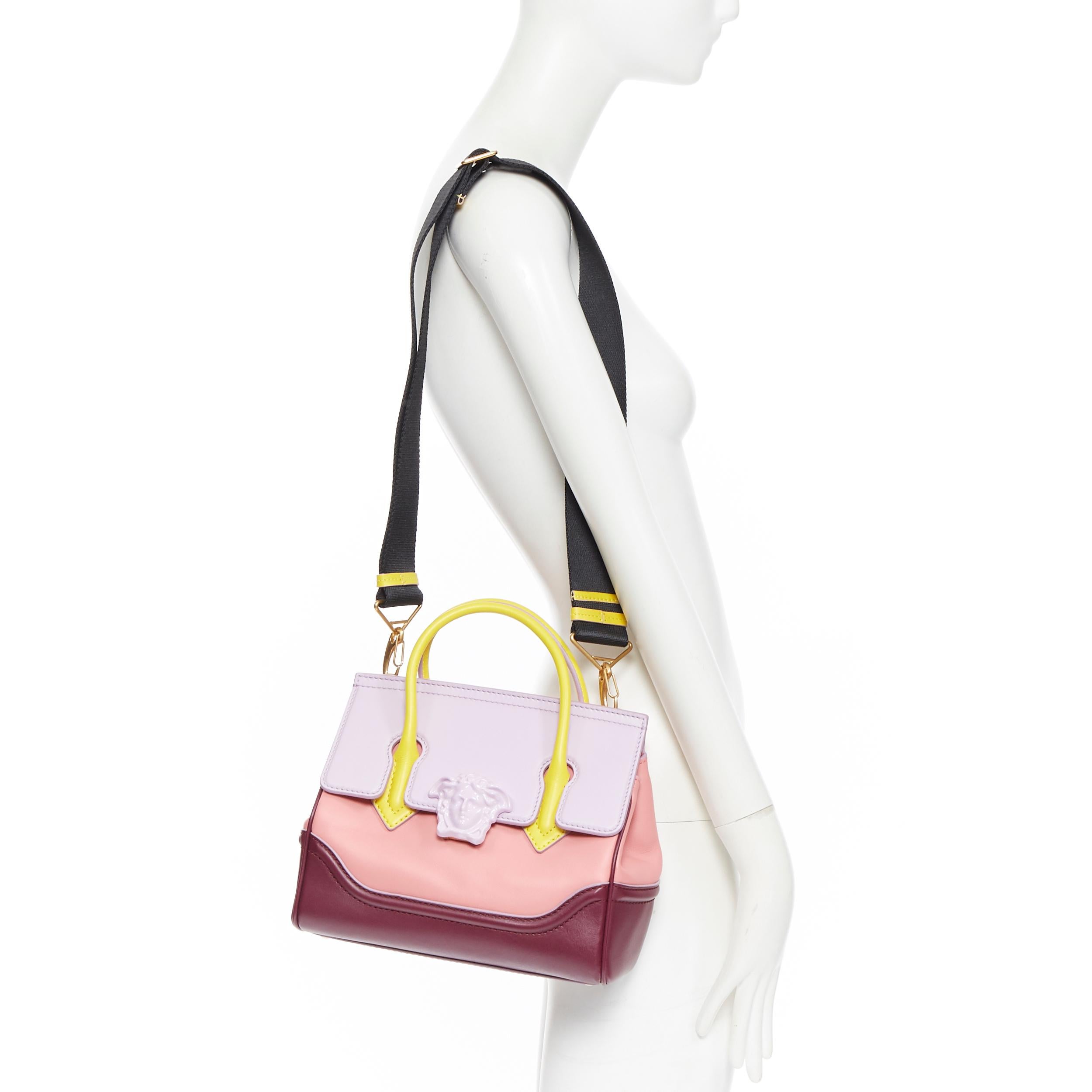 new VERSACE Palazzo Empire Medusa Small pink lilac tri-color flap shoulder bag
Brand: Versace
Designer: Donatella Versace
Collection: Fall Winter 2019
Model Name / Style: Empire 
Material: Leather; calf 
Color: Pink
Pattern: Solid
Closure: