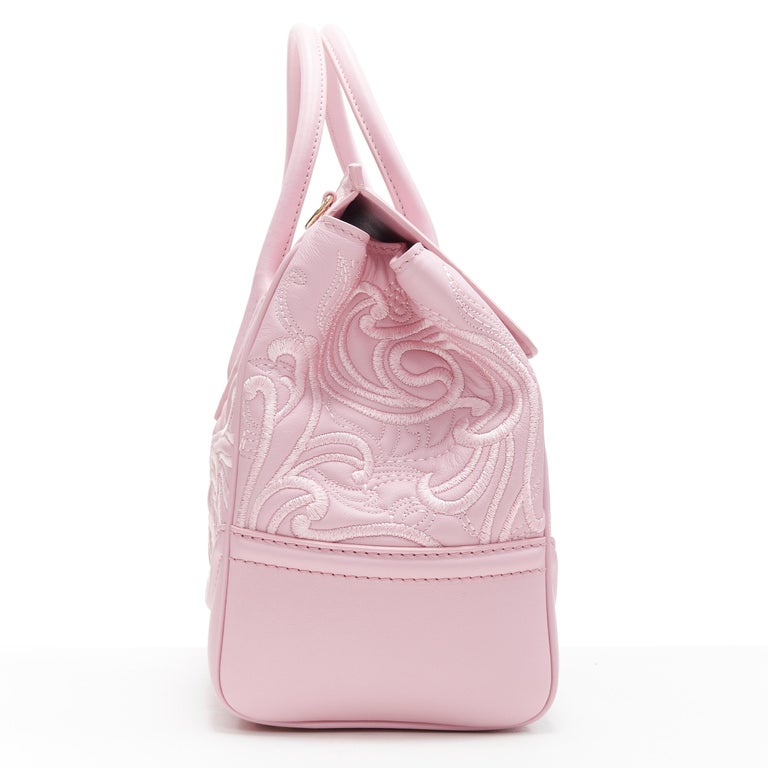 new VERSACE Palazzo Empire pink leather embroidery Medusa flap shoulder bag  at 1stDibs