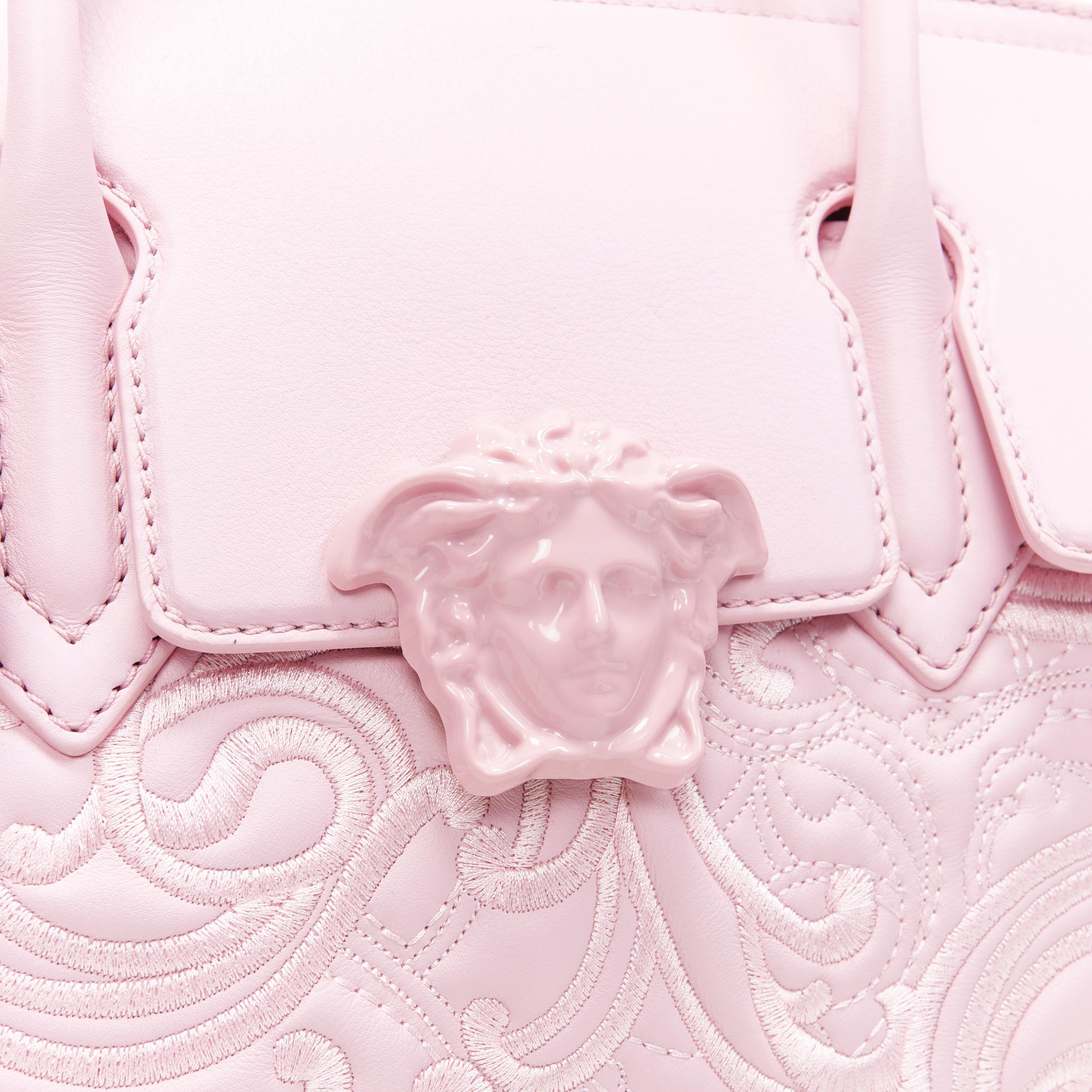 new VERSACE Palazzo Empire pink leather embroidery Medusa flap shoulder bag In New Condition In Hong Kong, NT