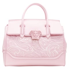 new VERSACE Palazzo Empire pink leather embroidery Medusa flap shoulder bag