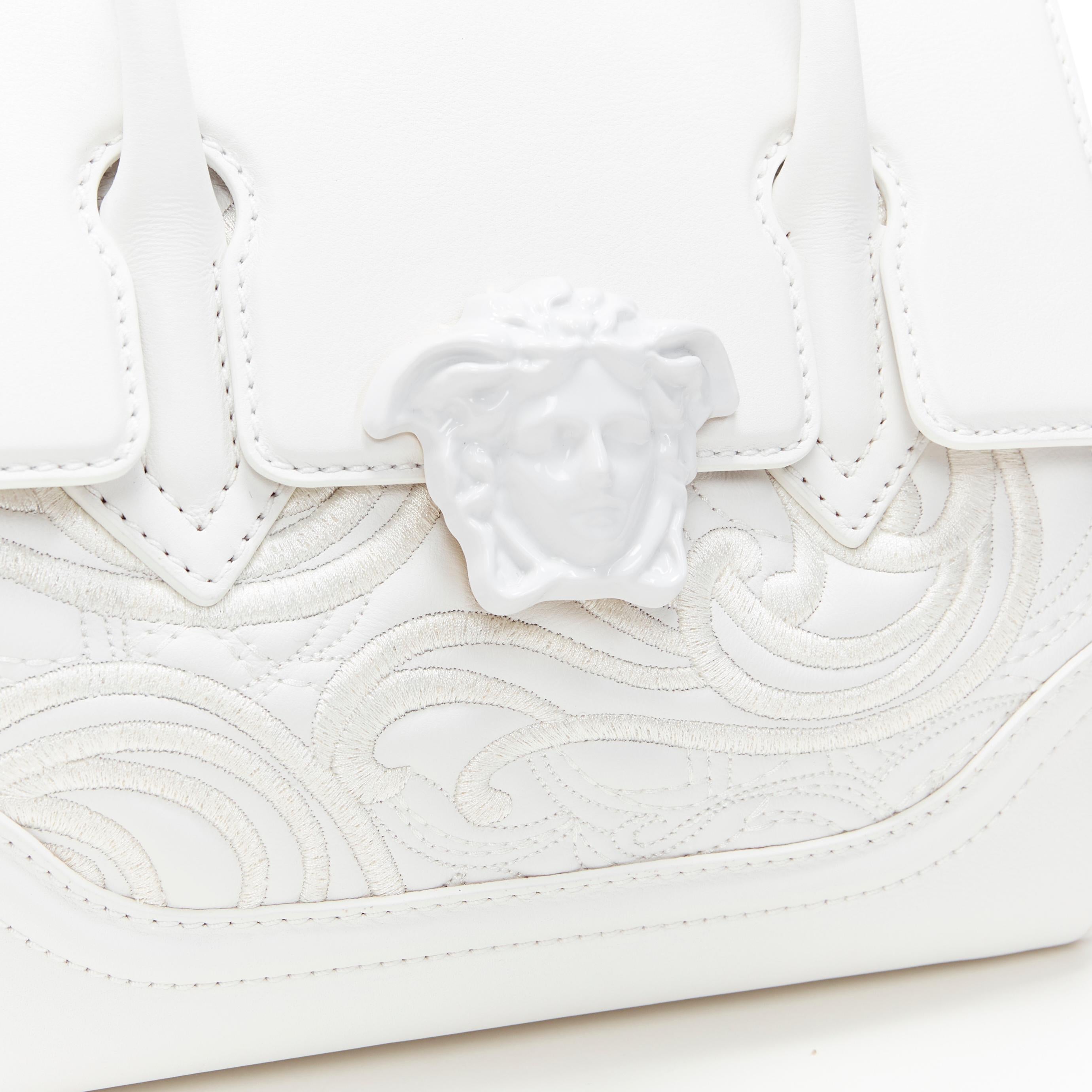 new VERSACE Palazzo Empire Small Baroque Embroidered white Medusa satchel bag In New Condition In Hong Kong, NT