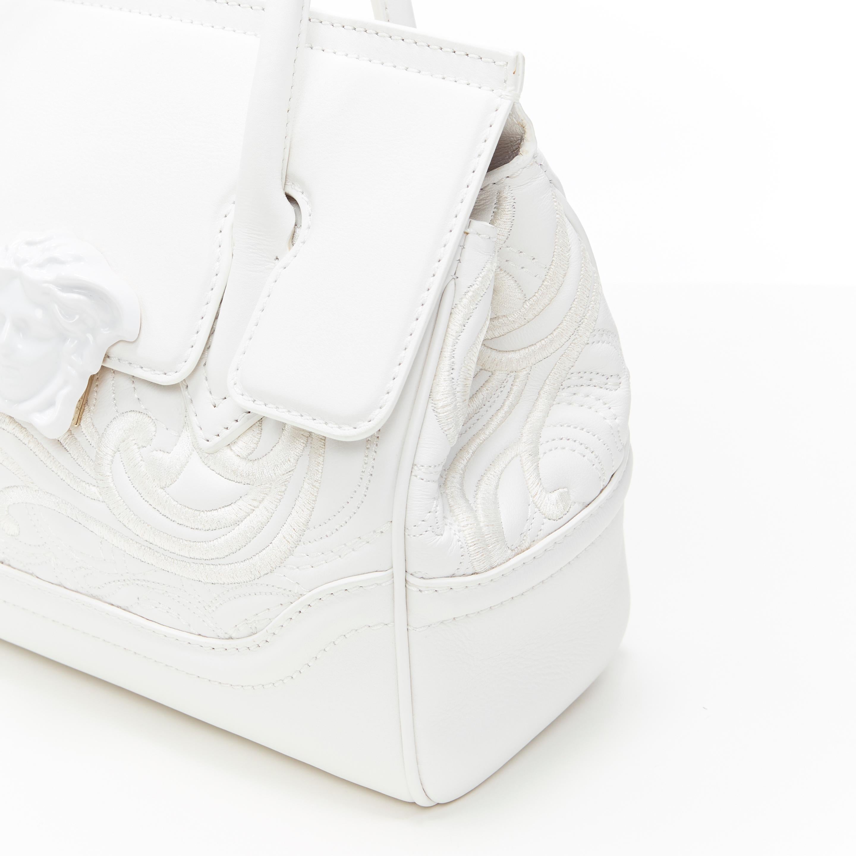 new VERSACE Palazzo Empire Small Baroque Embroidered white Medusa satchel bag 1