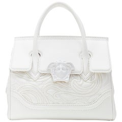 new VERSACE Palazzo Empire Small Baroque Embroidered white Medusa satchel bag