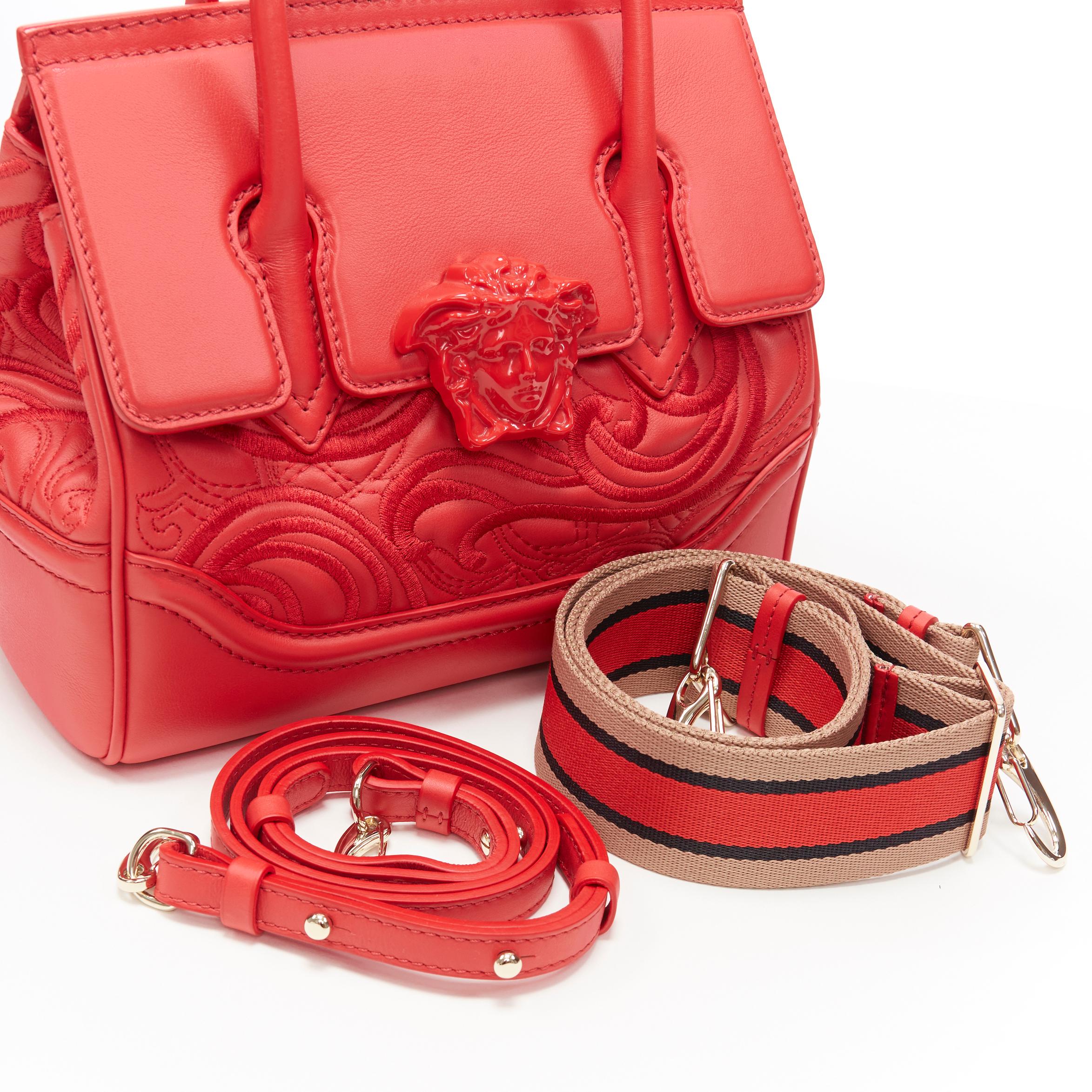 new VERSACE Palazzo Empire Small Baroque Embroidery red Medusa head satchel bag 7