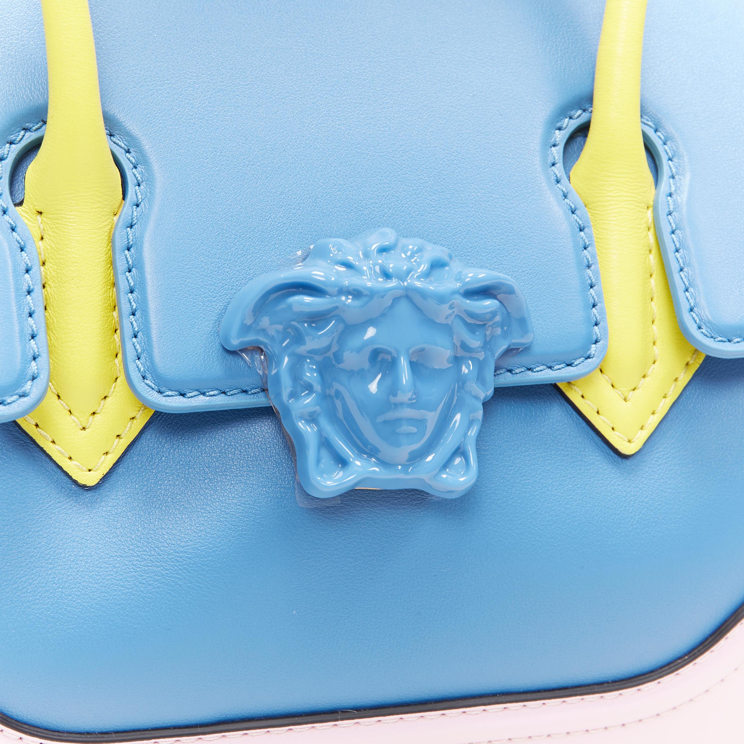 new VERSACE Palazzo Empire Small blue pink yellow pastel colorblocked Medusa bag In New Condition In Hong Kong, NT
