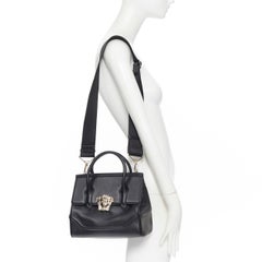 new VERSACE Palazzo Empire Small classic black leather gold Medusa satchel bag