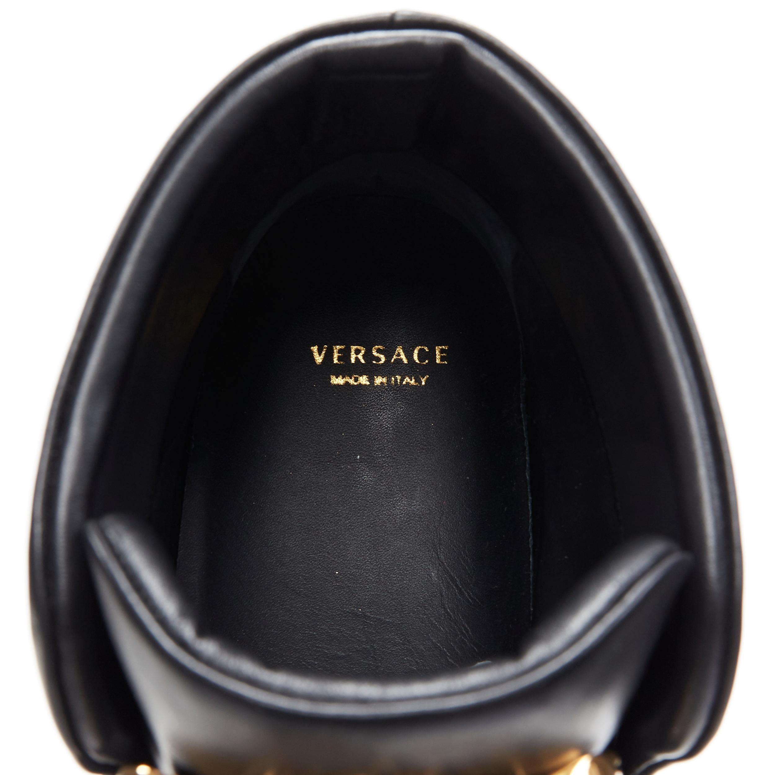 new VERSACE Palazzo gold Medusa black calfskin leather high top sneaker EU40 4