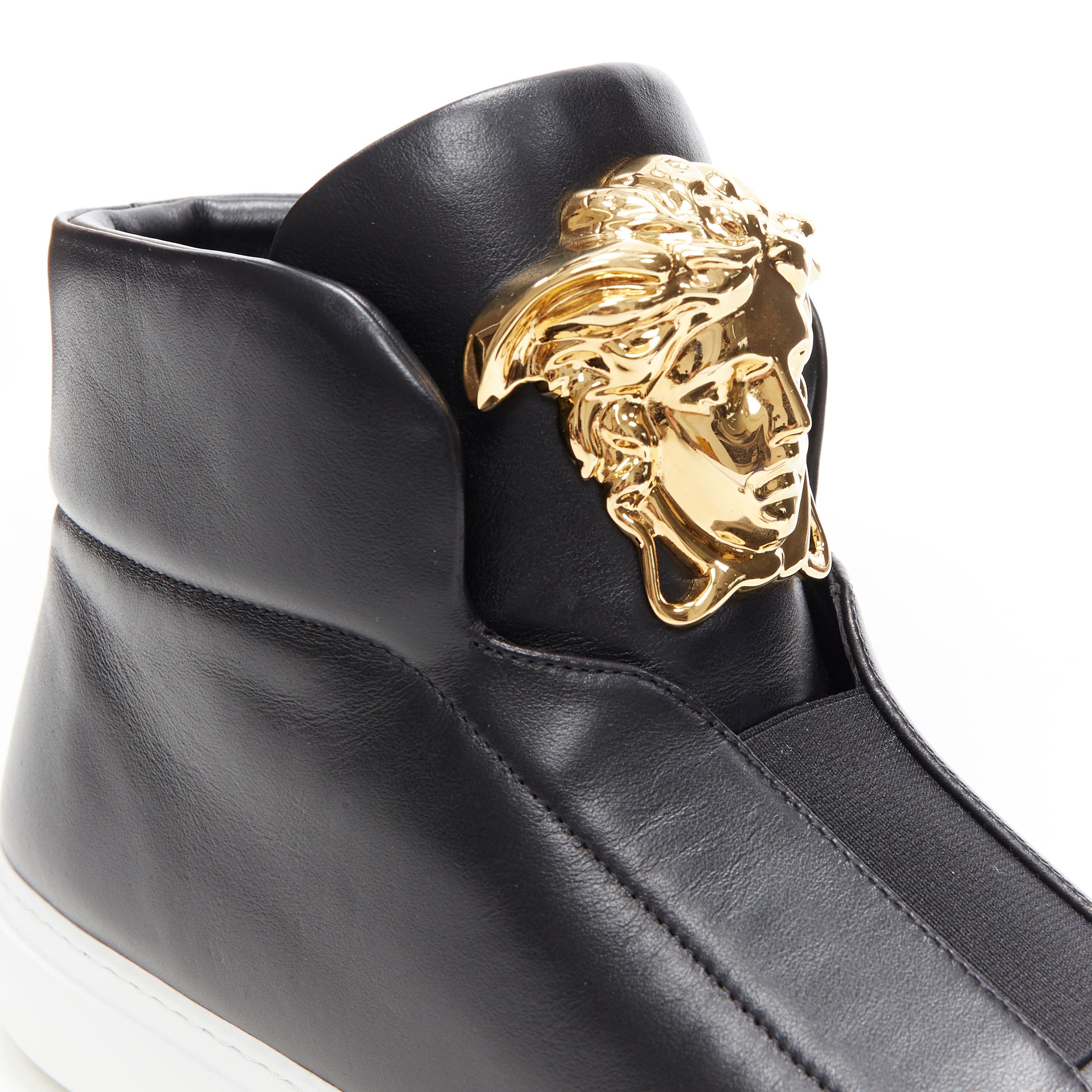 new VERSACE Palazzo gold Medusa black calfskin leather high top sneaker EU40 1