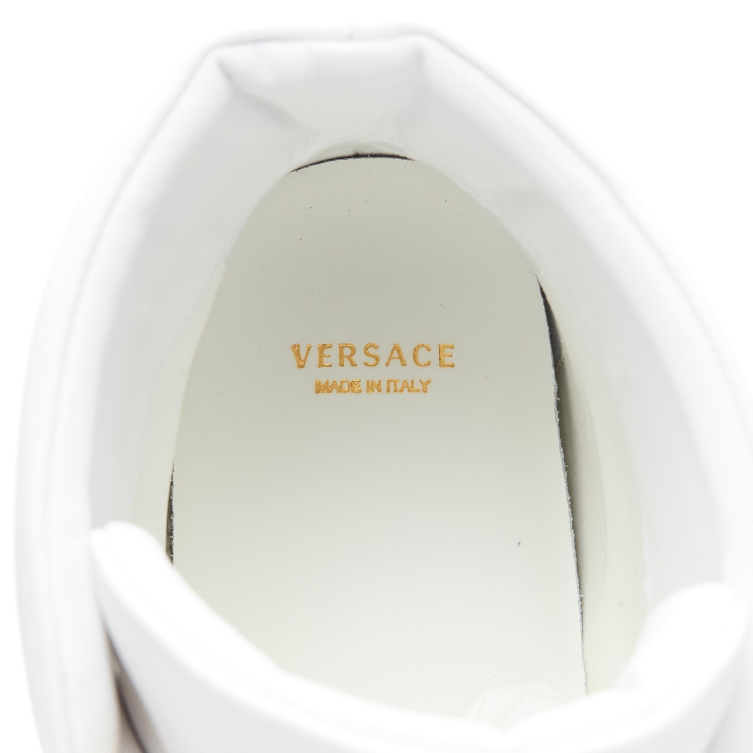 nuevo VERSACE Palazzo oro Medusa blanco piel de becerro zapatilla alta EU40 5