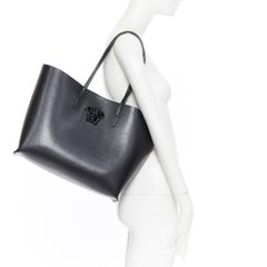 Neu, große, nie vollendete VERSACE Palazzo Medusa Tragetasche aus schwarzem Kalbsleder und Saffiano-Leder