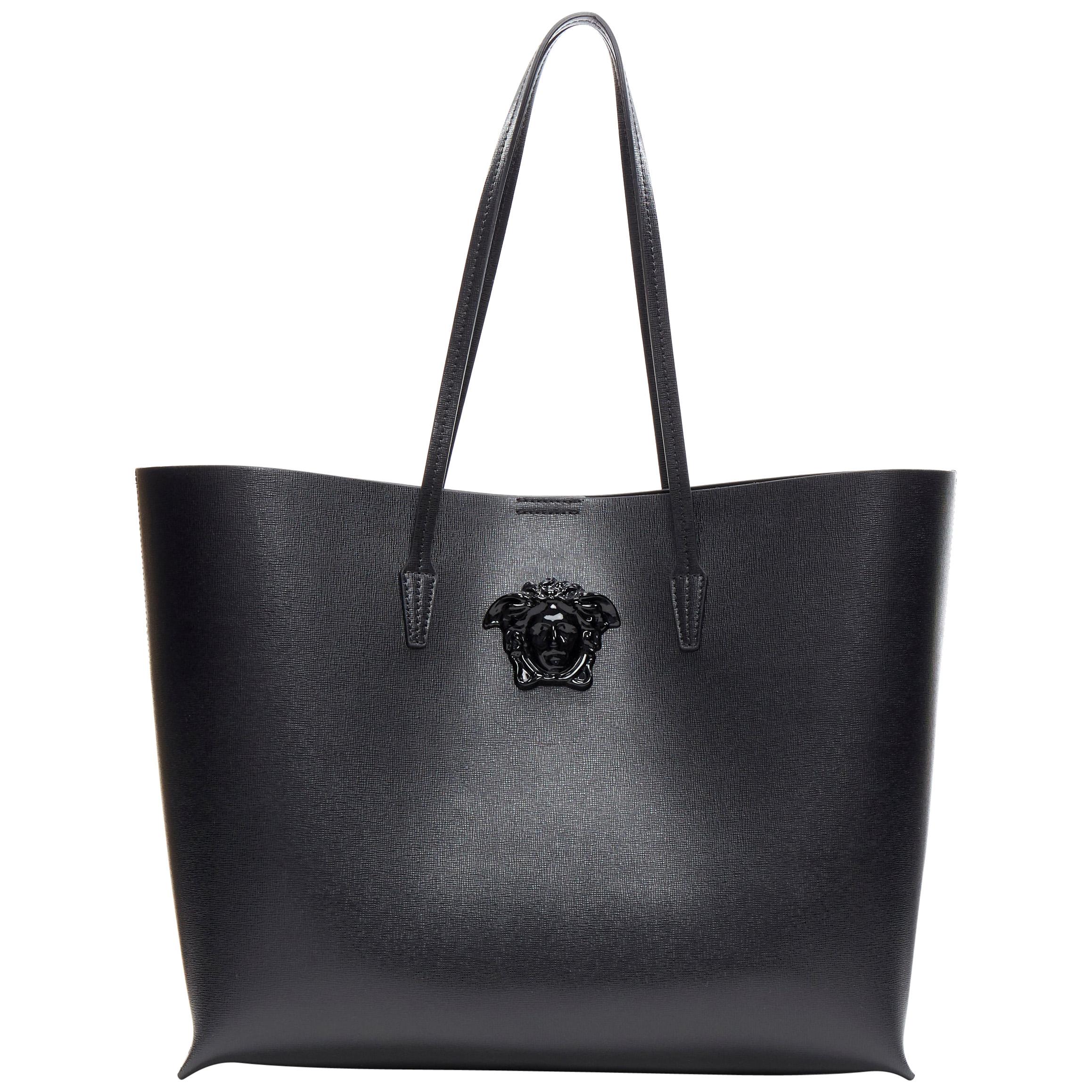 new VERSACE Palazzo Medusa black calf saffiano leather large neverfull tote bag