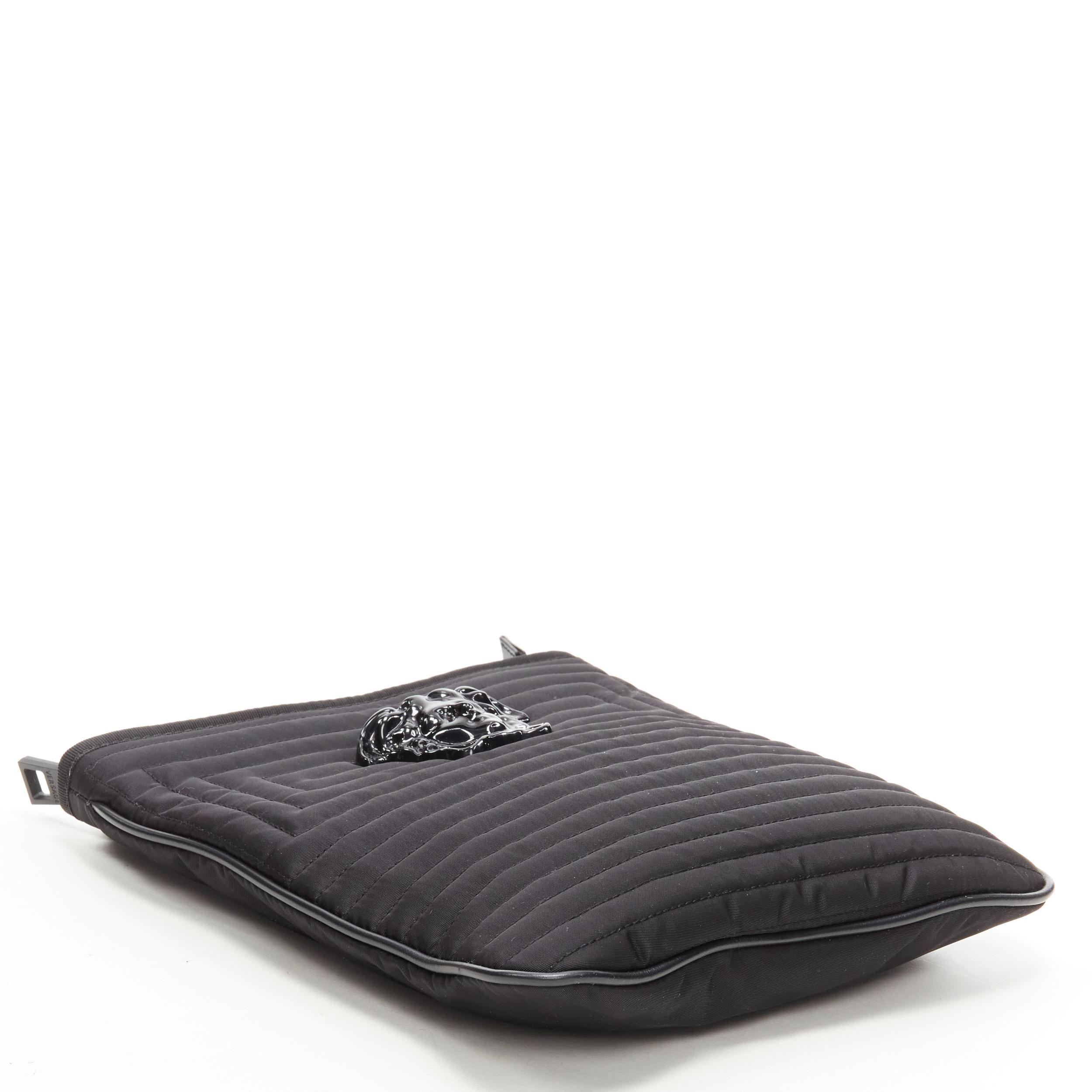 Men's new VERSACE Palazzo Medusa black geometric quilted nylon crossbody messenger bag