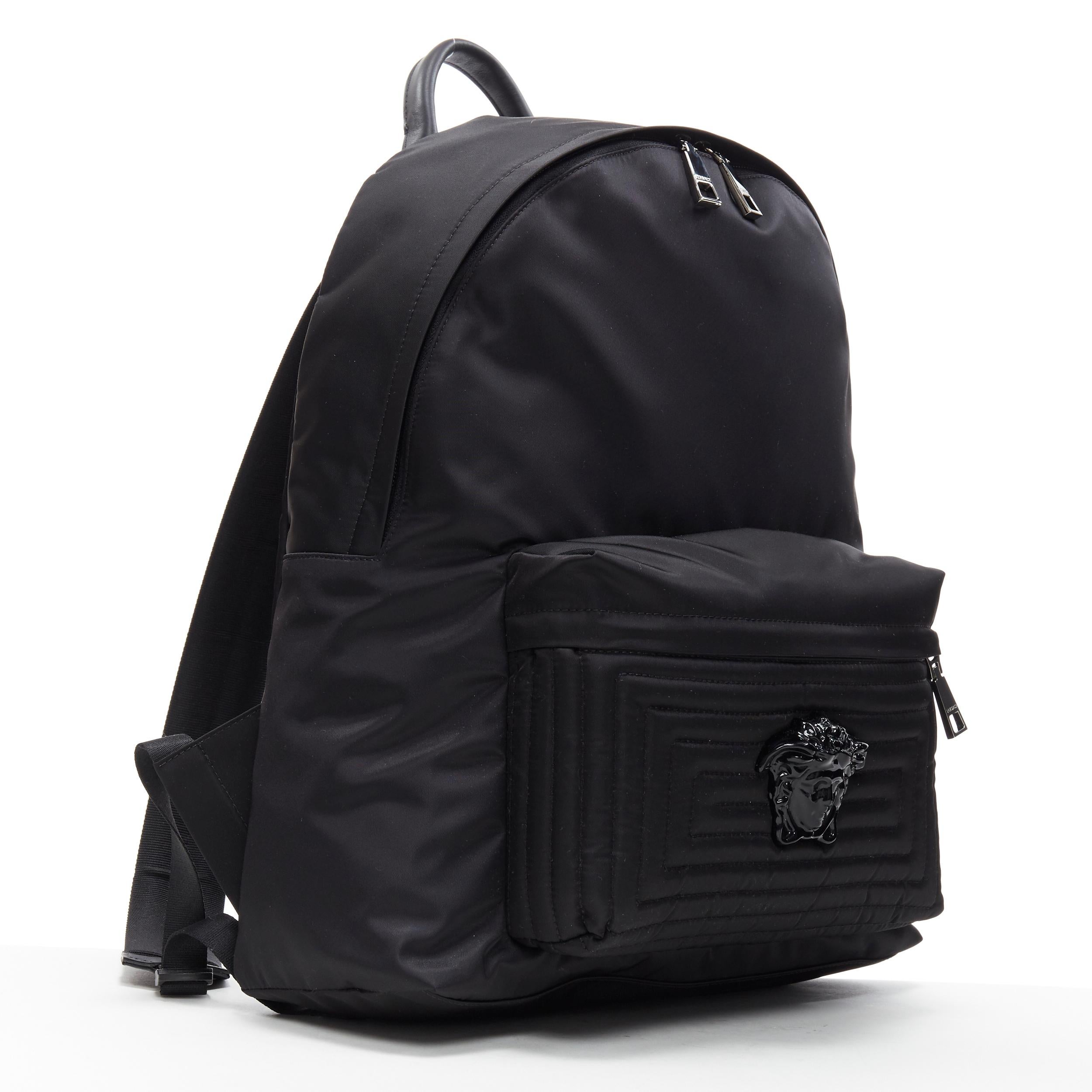 Black new VERSACE Palazzo Medusa black nylon Greca pocket backpack bag