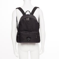 new VERSACE Palazzo Medusa black nylon Greca stitch front pocket backpack bag