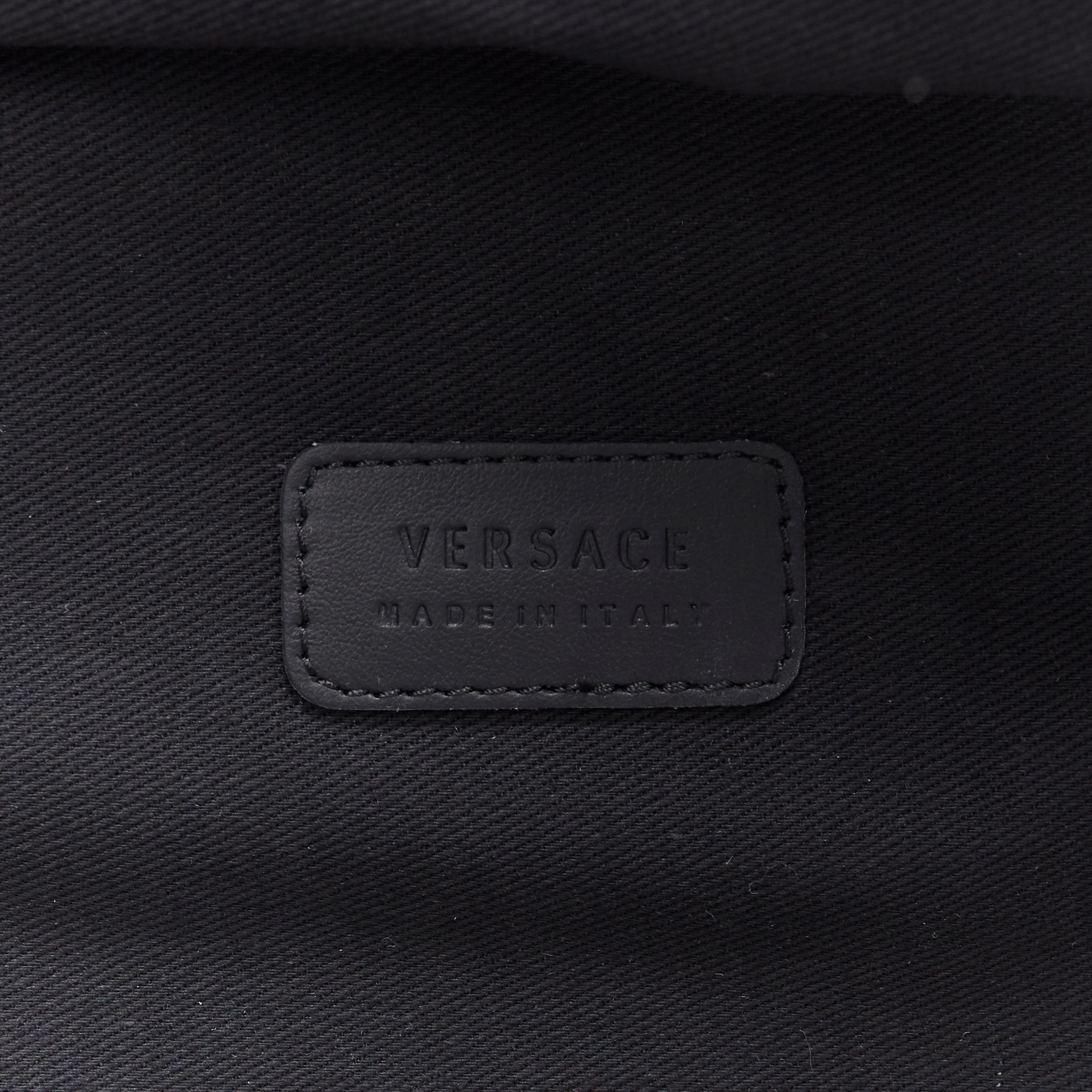 new VERSACE Palazzo Medusa black nylon Greca stitch front pocket backpack 6