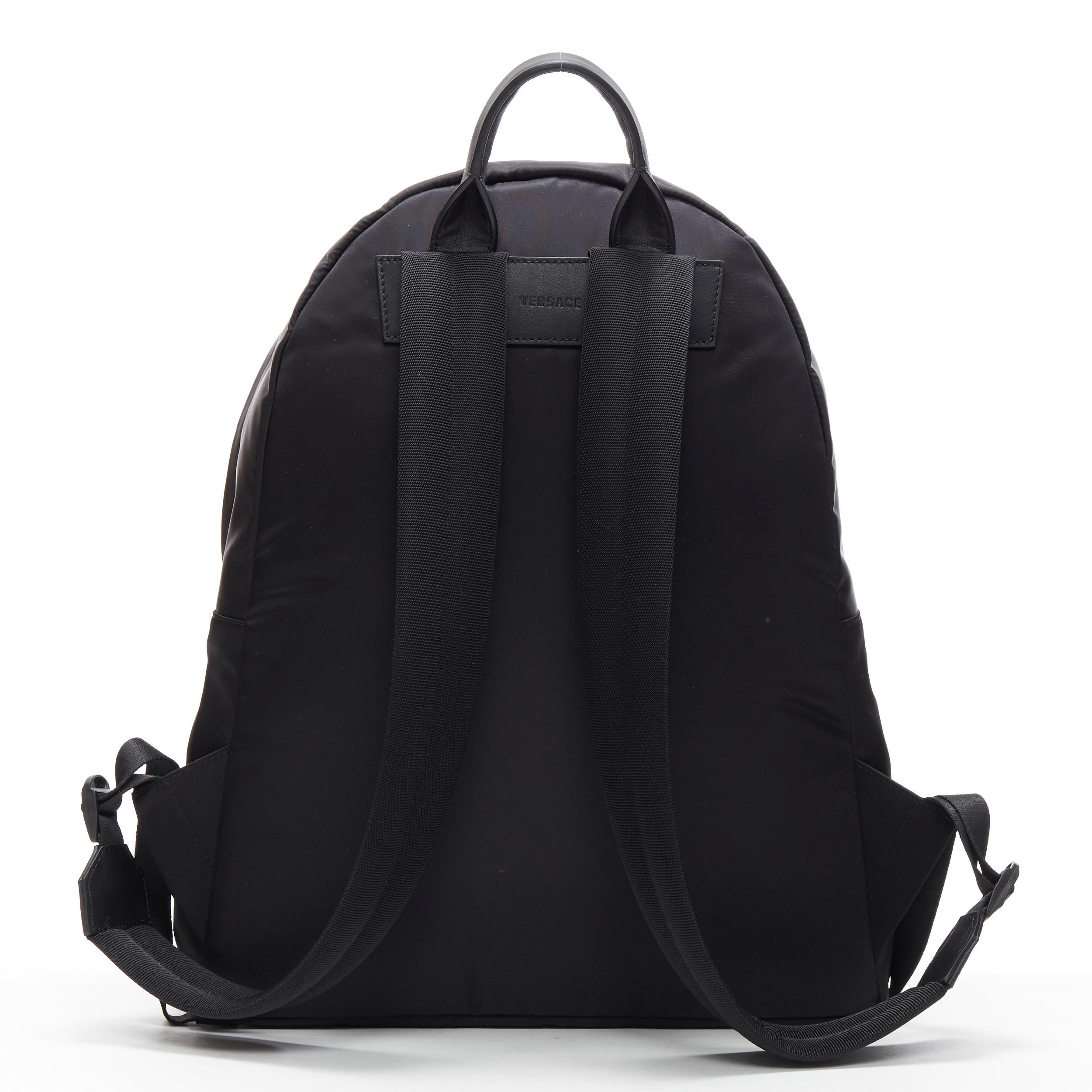 De los hombres nueva mochila VERSACE Palazzo Medusa de nailon negro con bolsillo delantero de punto Greca
