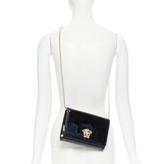 new VERSACE Palazzo Medusa black patent gold chain crossbody clutch bag
