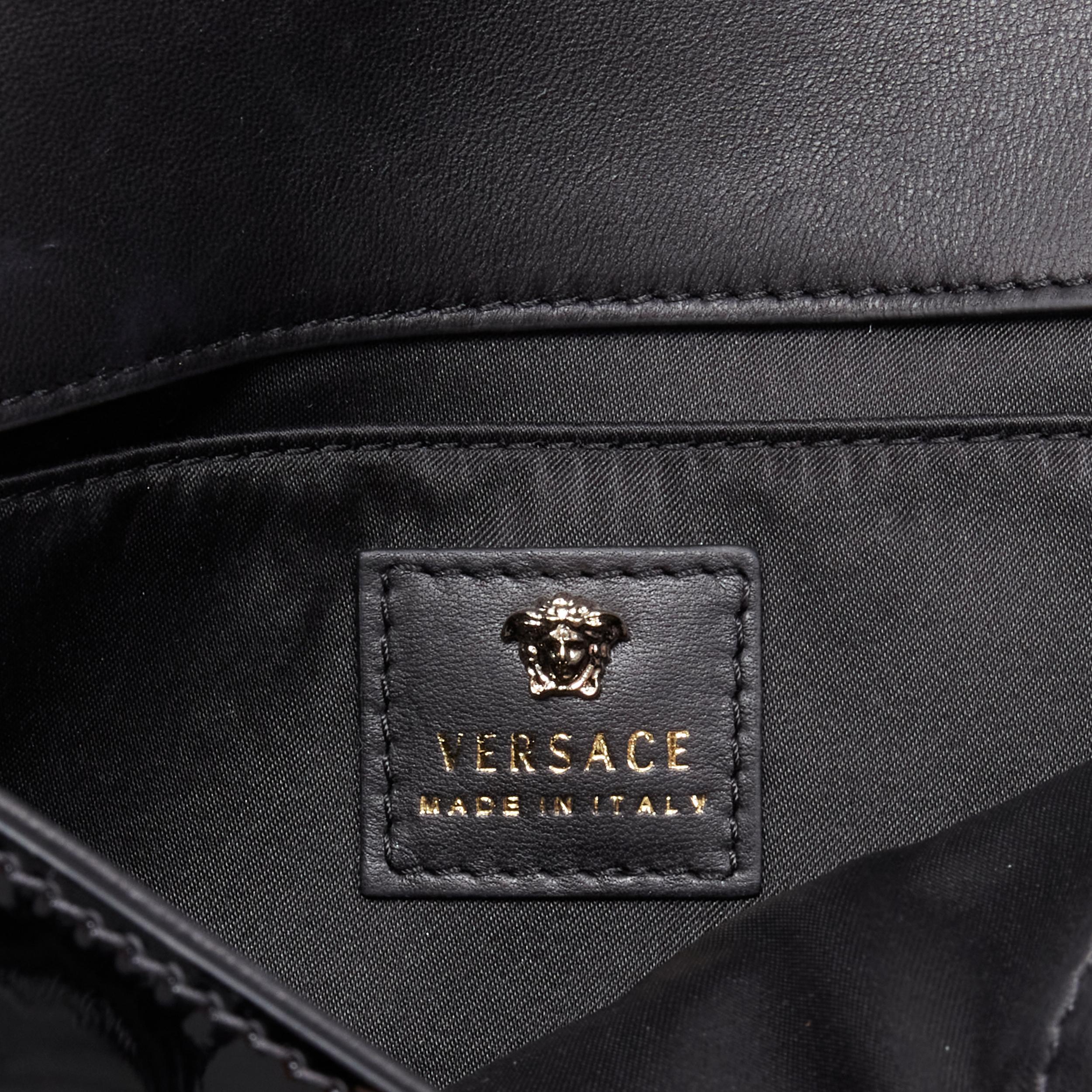 Black new VERSACE Palazzo Medusa black patent gold chain crossbody clutch bag