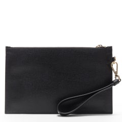 new VERSACE Palazzo Medusa black saffiano calf leather wristlet pouch clutch bag