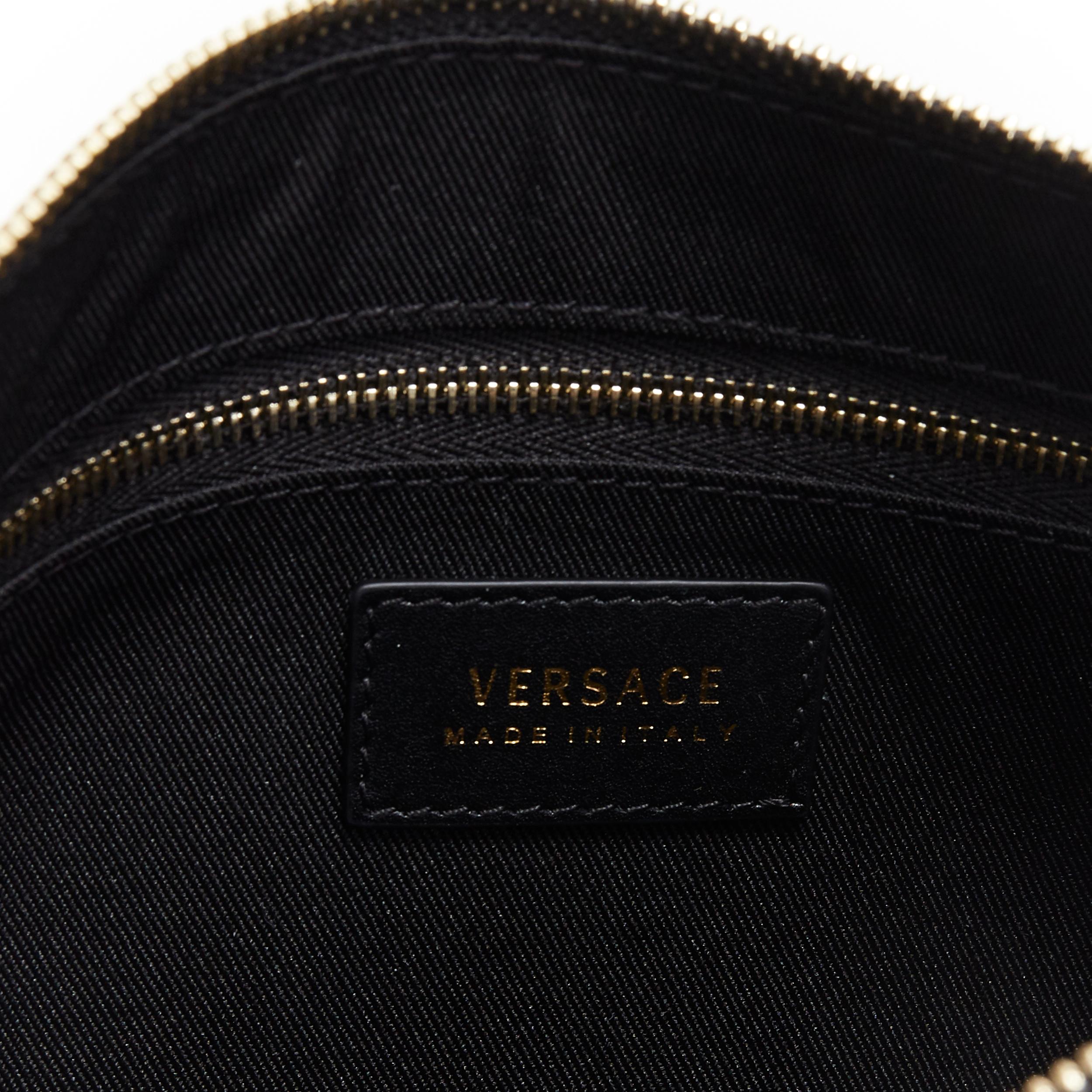 new VERSACE Palazzo Medusa black saffiano calf leather wristlet pouch clutch bag 1