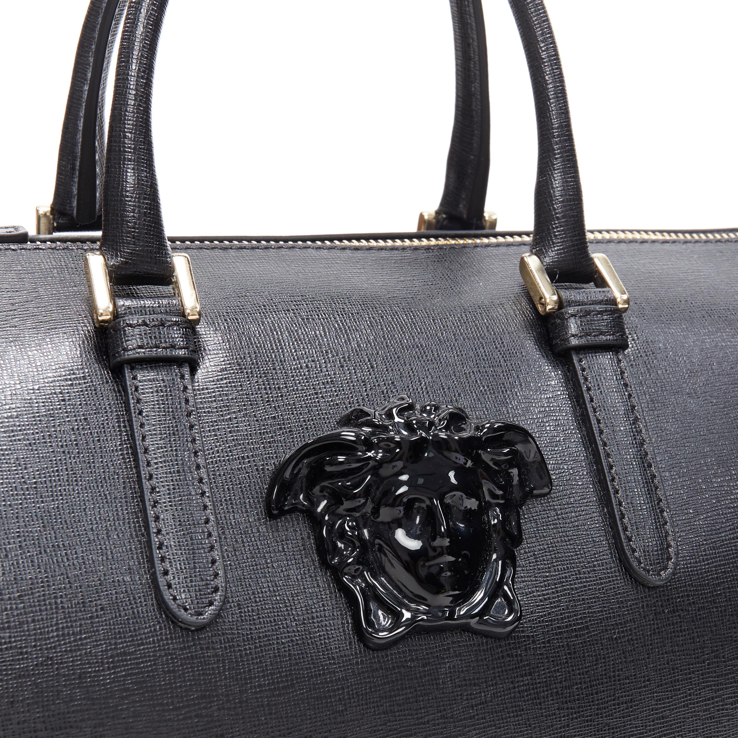 Women's new VERSACE Palazzo Medusa black saffiano leather large speedy boston cross bag