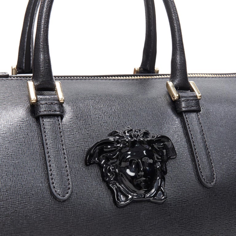 new VERSACE Palazzo Medusa black saffiano leather large speedy boston cross  bag at 1stDibs
