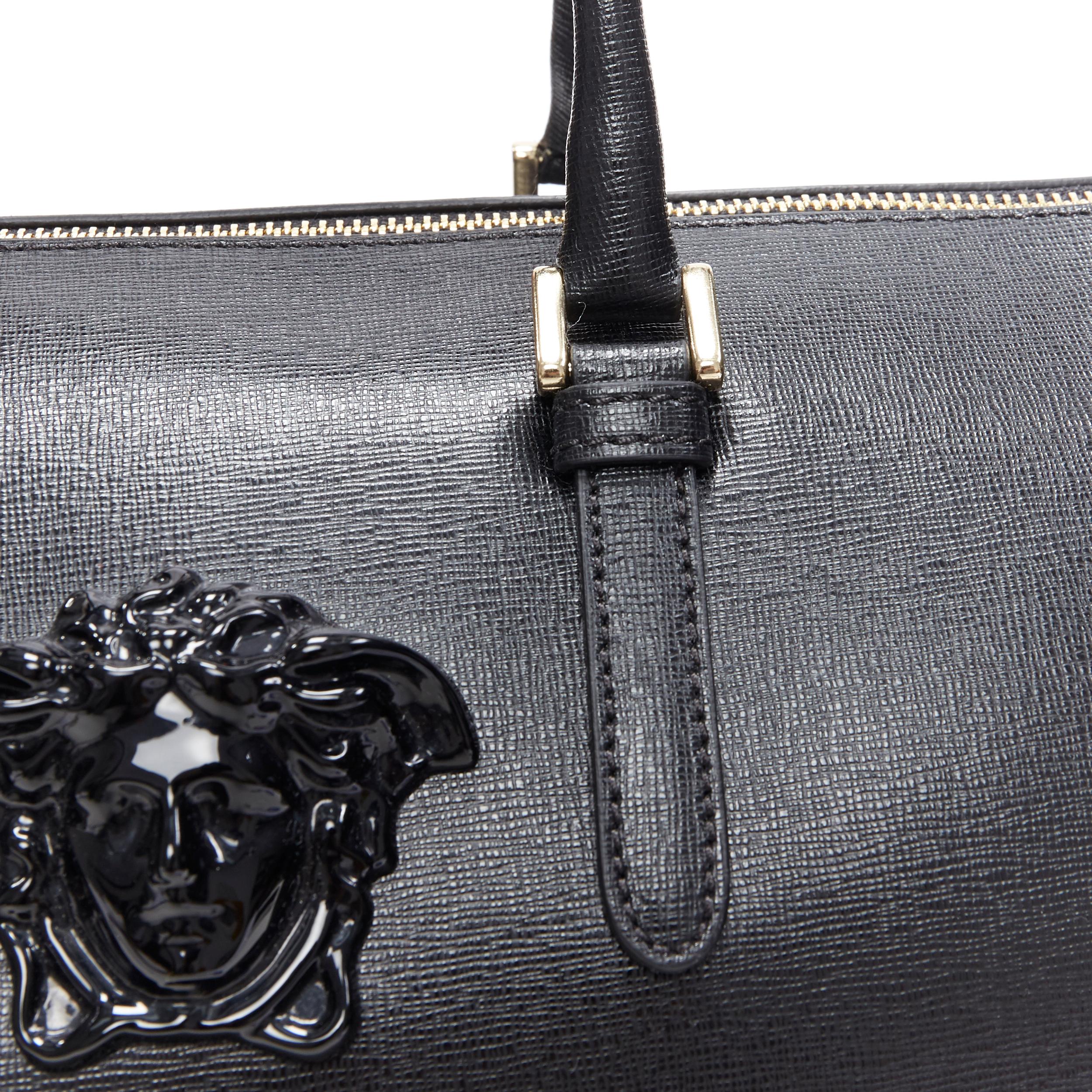 new VERSACE Palazzo Medusa black saffiano leather large speedy boston cross bag 1