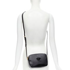 new VERSACE Palazzo Medusa black saffiano top zip medium crossbody camera bag