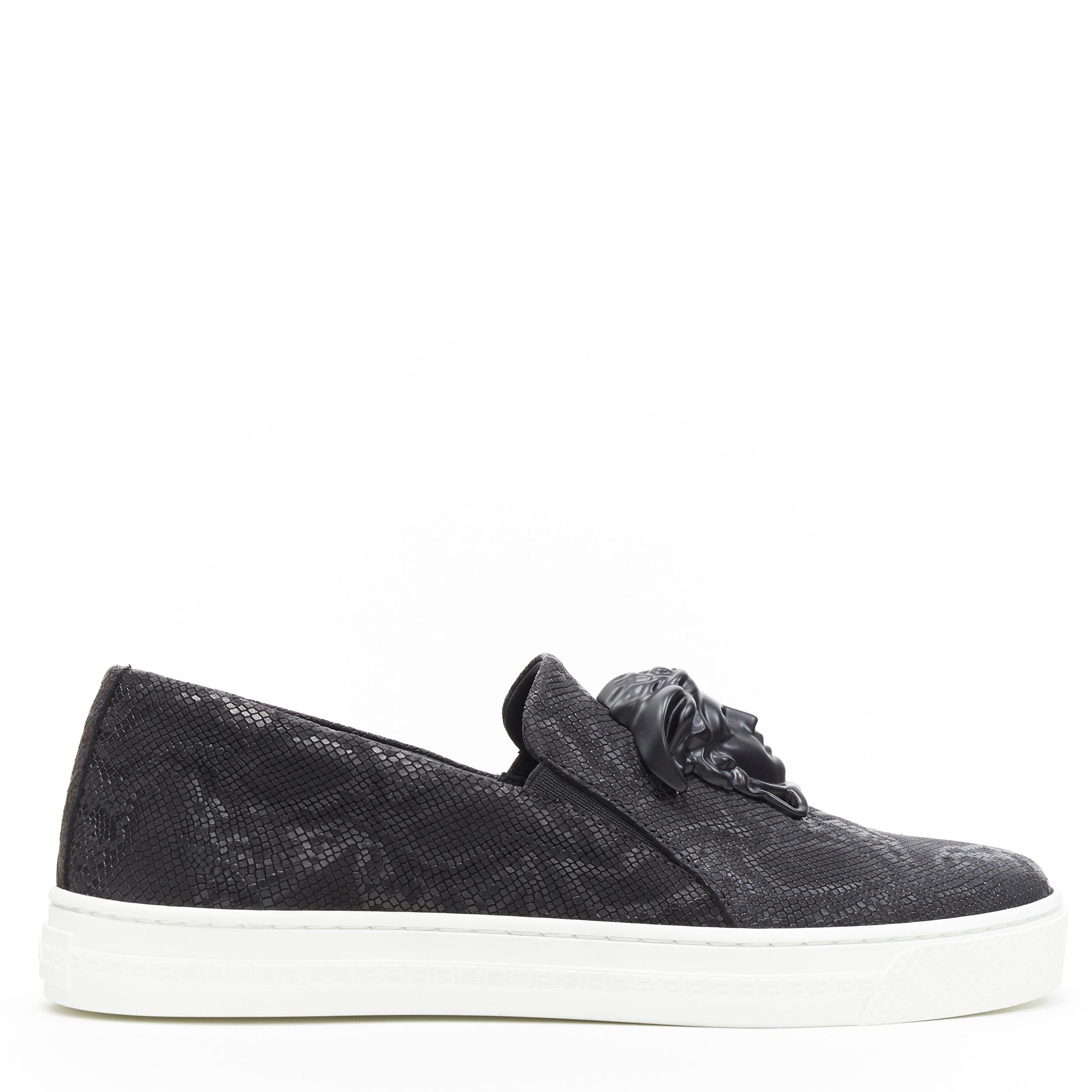 nuevo VERSACE Palazzo Medusa cuero negro estampado low top skate sneakers EU39 Negro