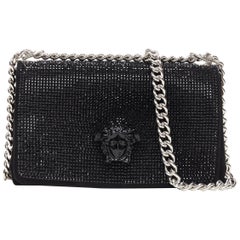 new VERSACE Palazzo Medusa black strass crystal flap chunky chain shoulder bag