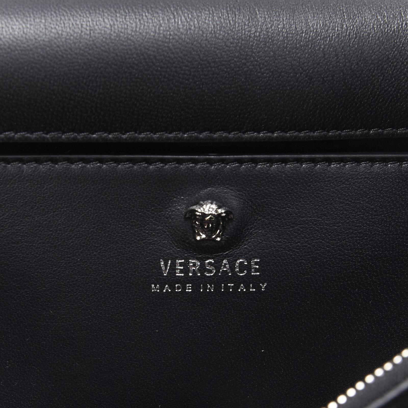New Versace Palazzo Medusa black strass embellished flap silver chunky chain bag 7