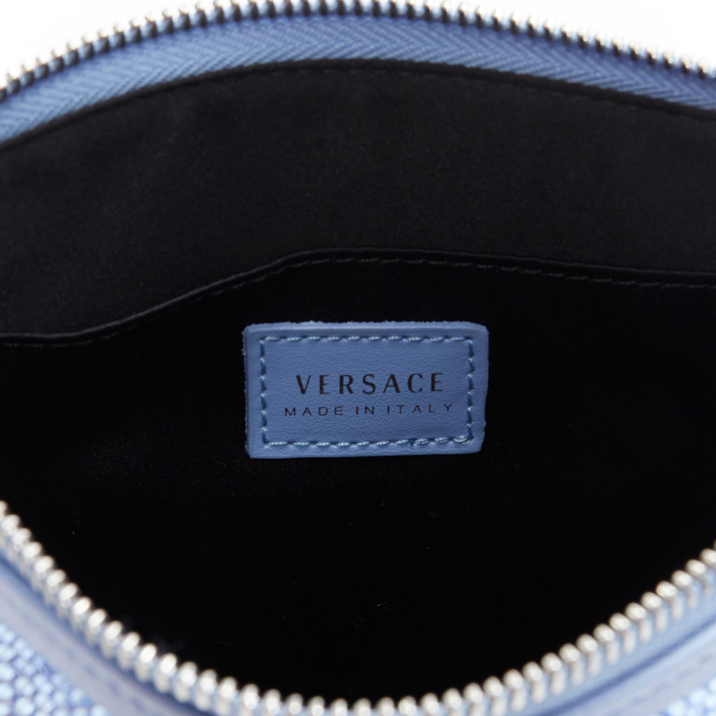 new VERSACE Palazzo Medusa blue crystal strass leather clutch crossbody bag 2