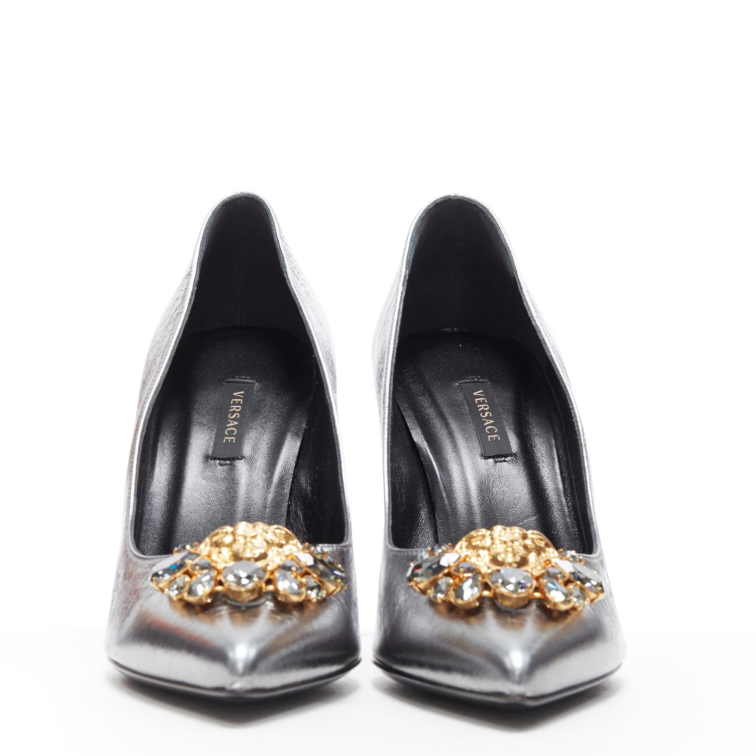 silver versace heels
