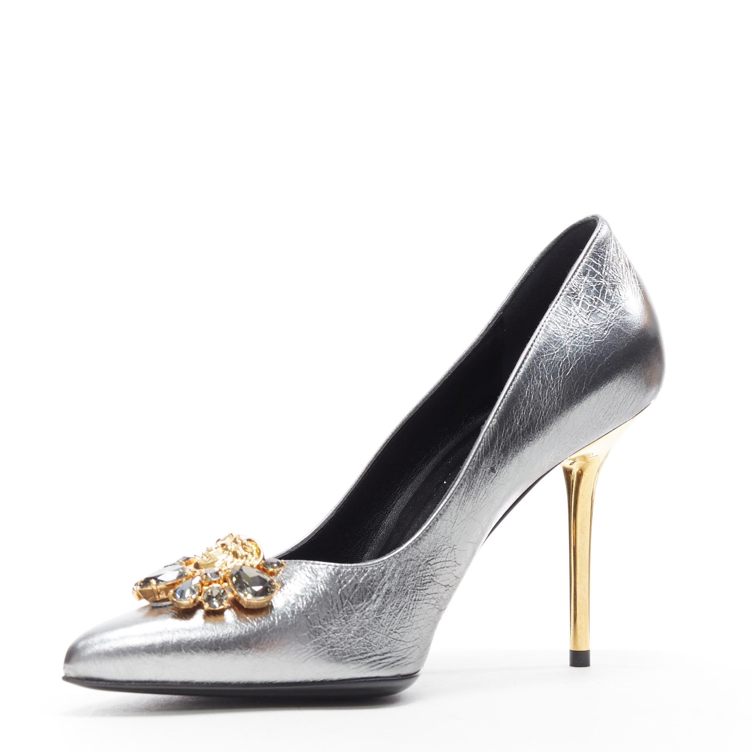 versace heels silver