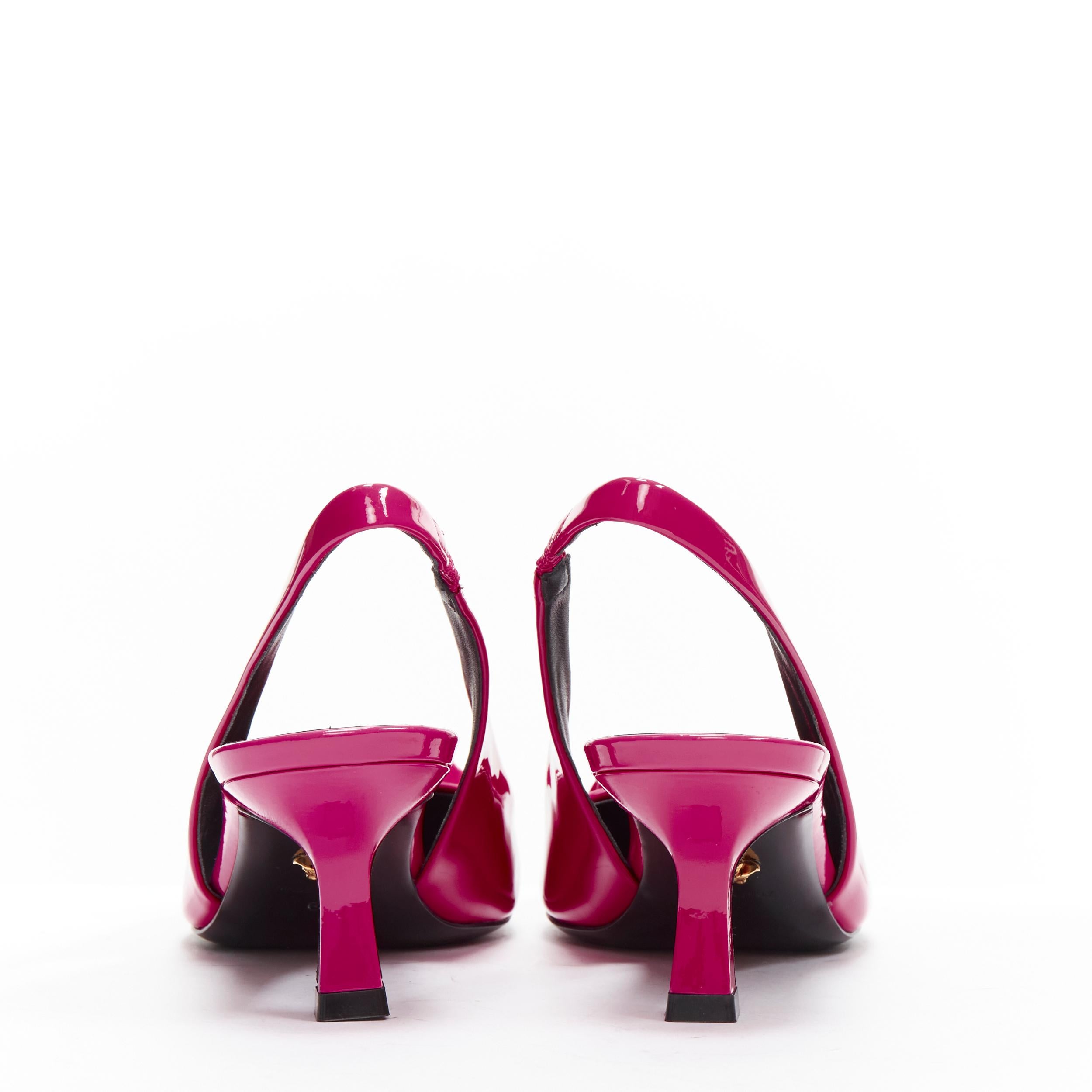 new VERSACE Palazzo Medusa fuscia pink sling kitteh heel pointed toe pump EU36 For Sale 1