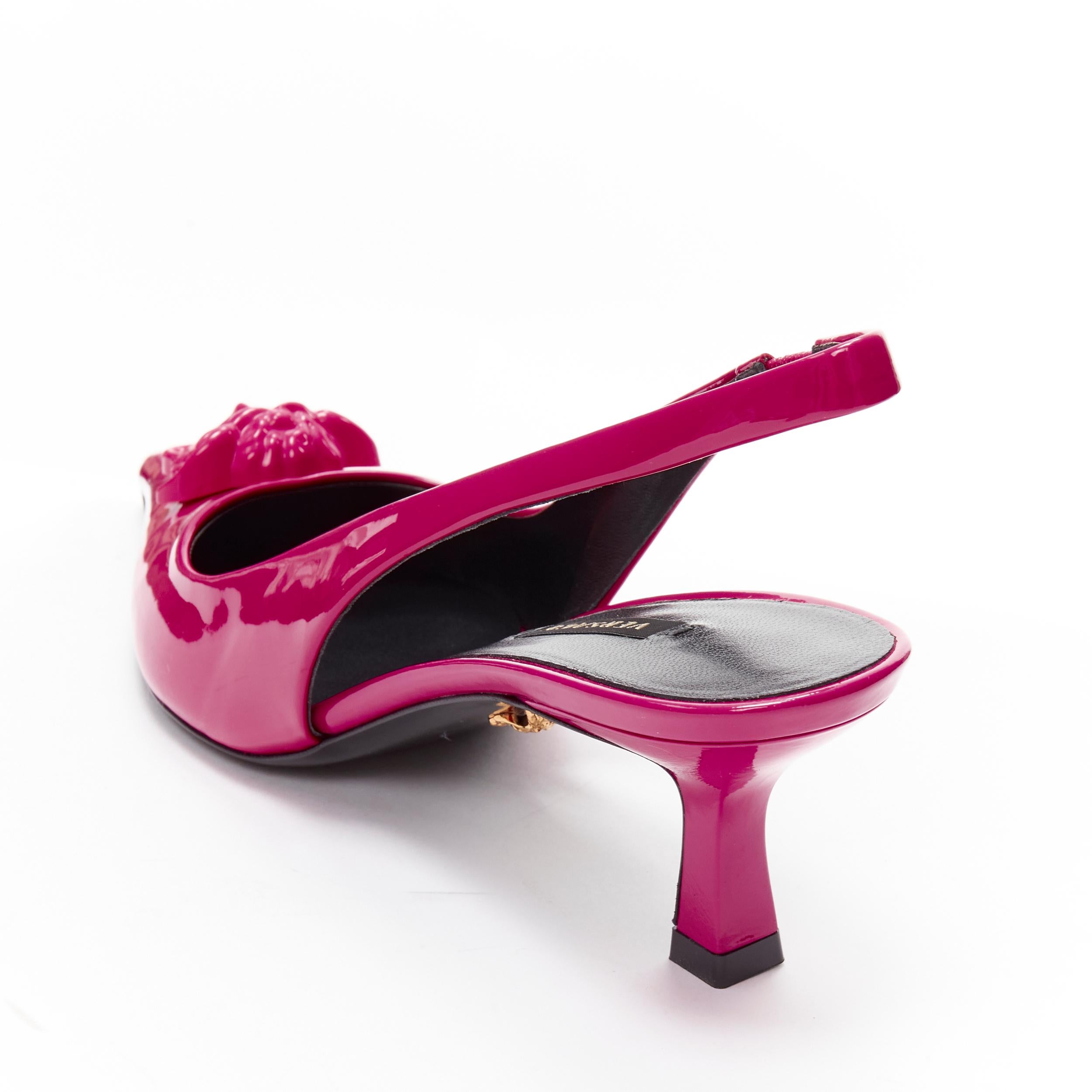 new VERSACE Palazzo Medusa fuscia pink sling kitteh heel pointed toe pump EU36 For Sale 3