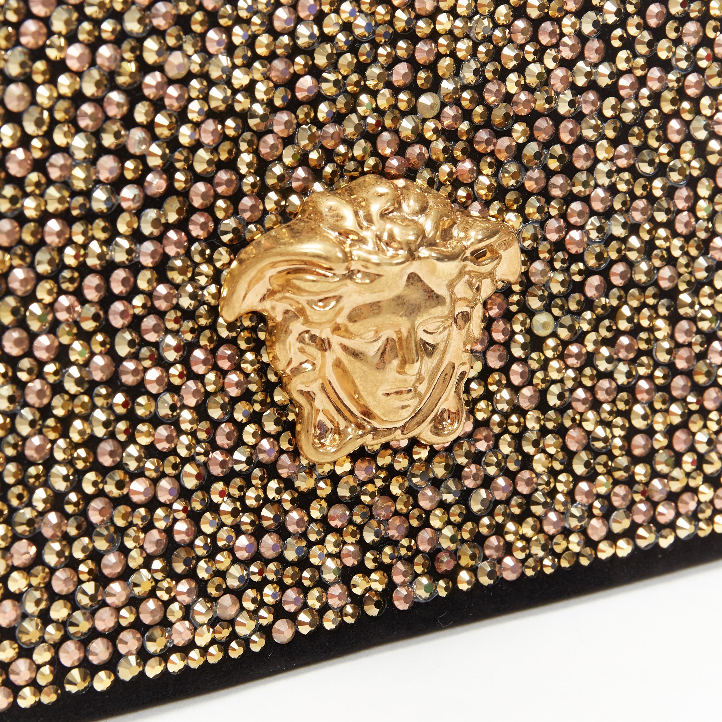 nuevo bolso VERSACE Palazzo Medusa strass dorado cristal cadena ante negro 6