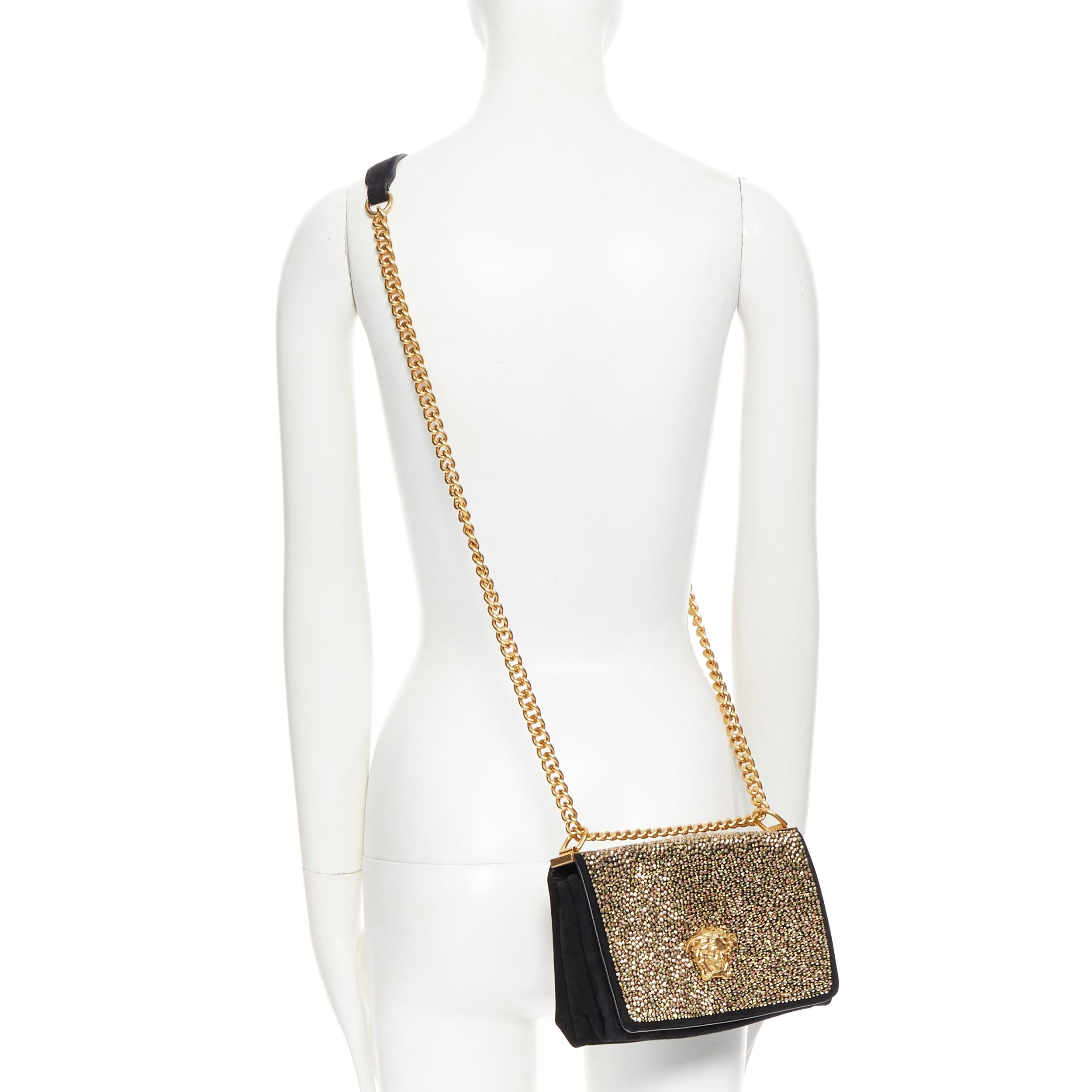 nuevo bolso VERSACE Palazzo Medusa strass dorado cristal cadena ante negro Marrón