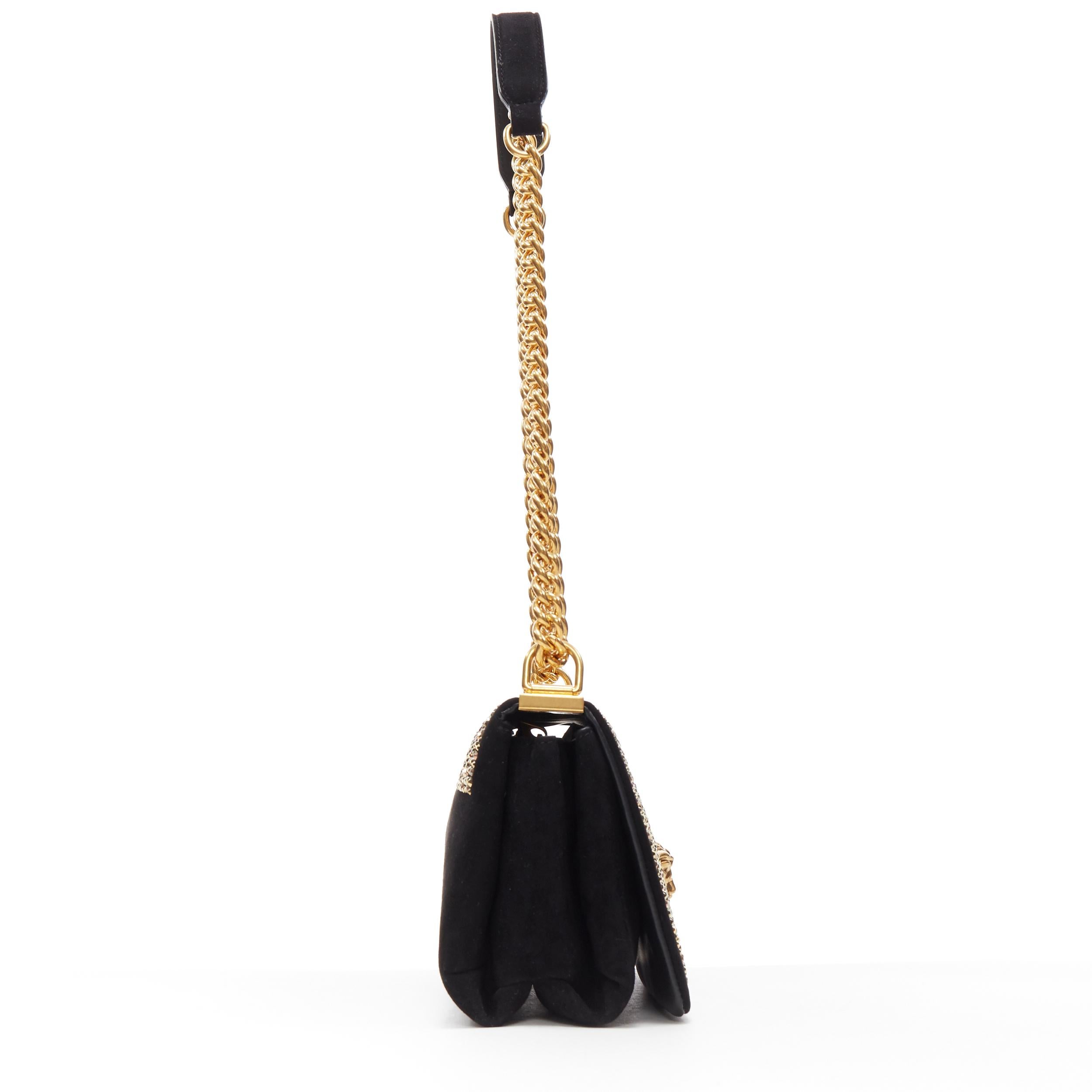 De las mujeres nuevo bolso VERSACE Palazzo Medusa strass dorado cristal cadena ante negro