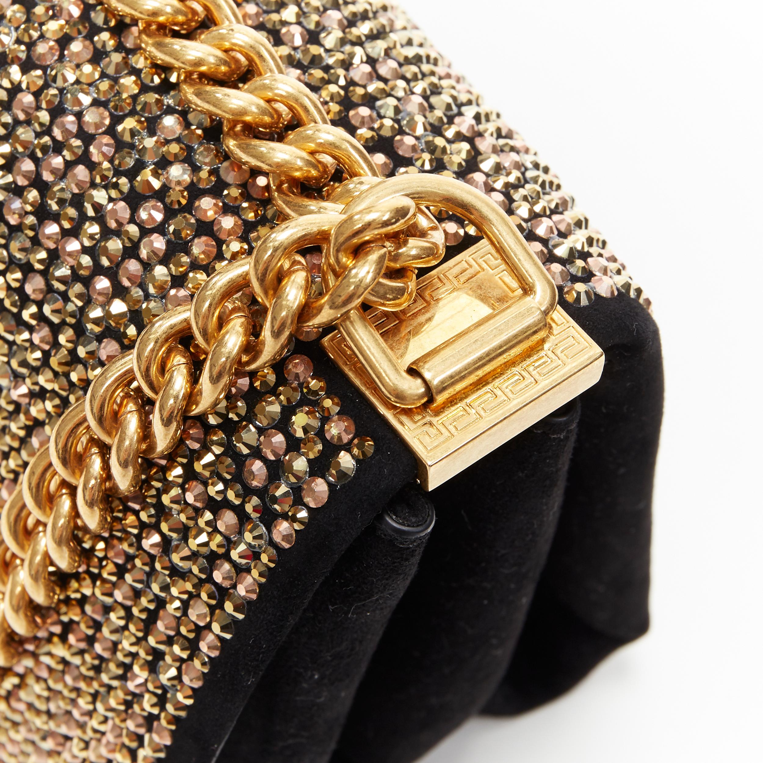 nuevo bolso VERSACE Palazzo Medusa strass dorado cristal cadena ante negro 4