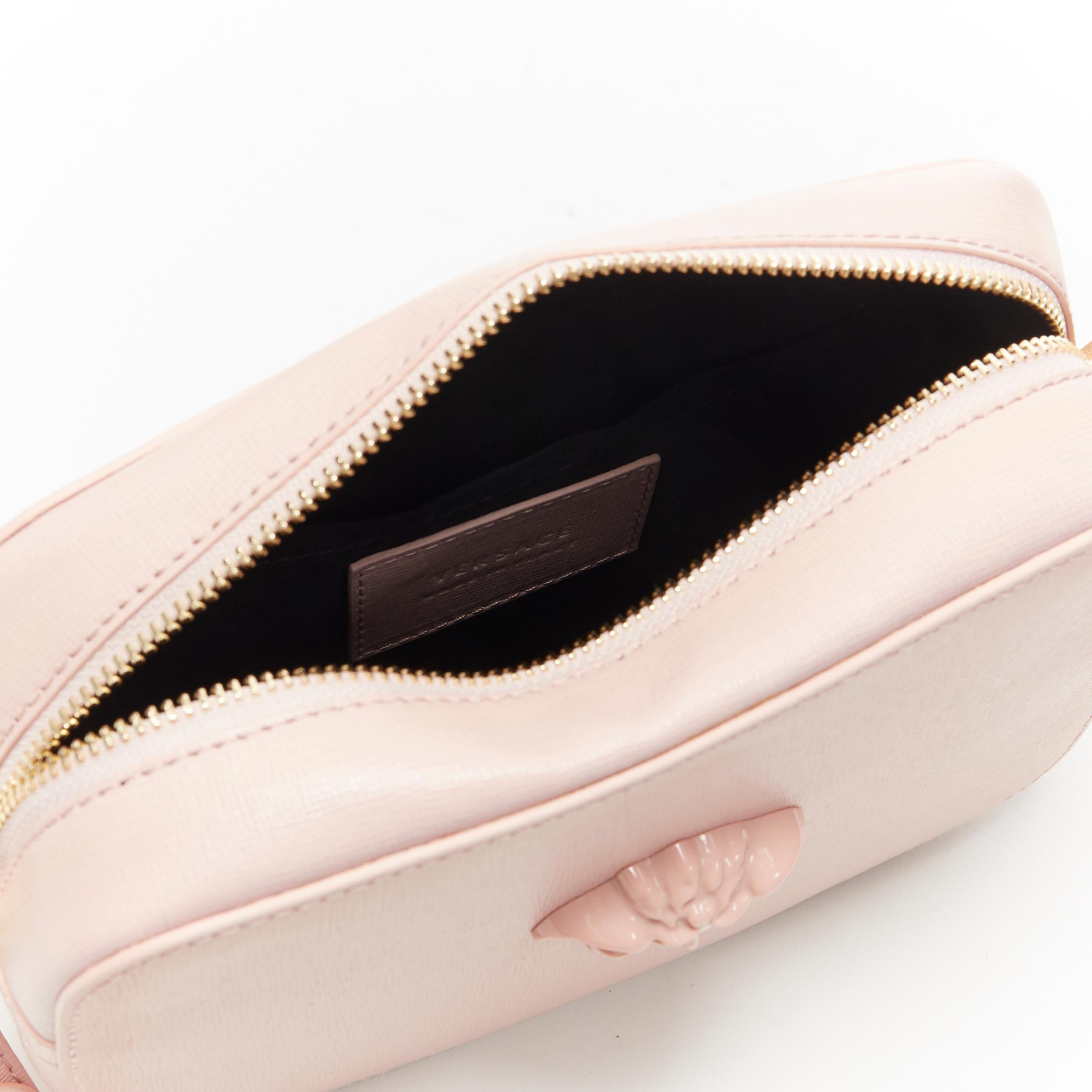 new VERSACE Palazzo Medusa head blush pink saffiano leather crossbody camera bag 2