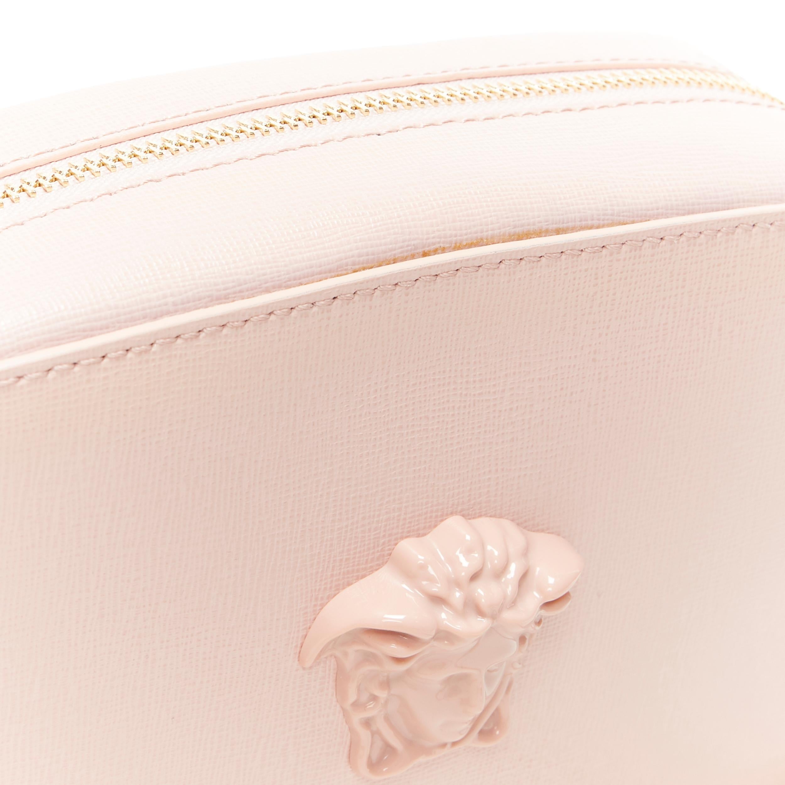 new VERSACE Palazzo Medusa head blush pink saffiano leather crossbody camera bag 3