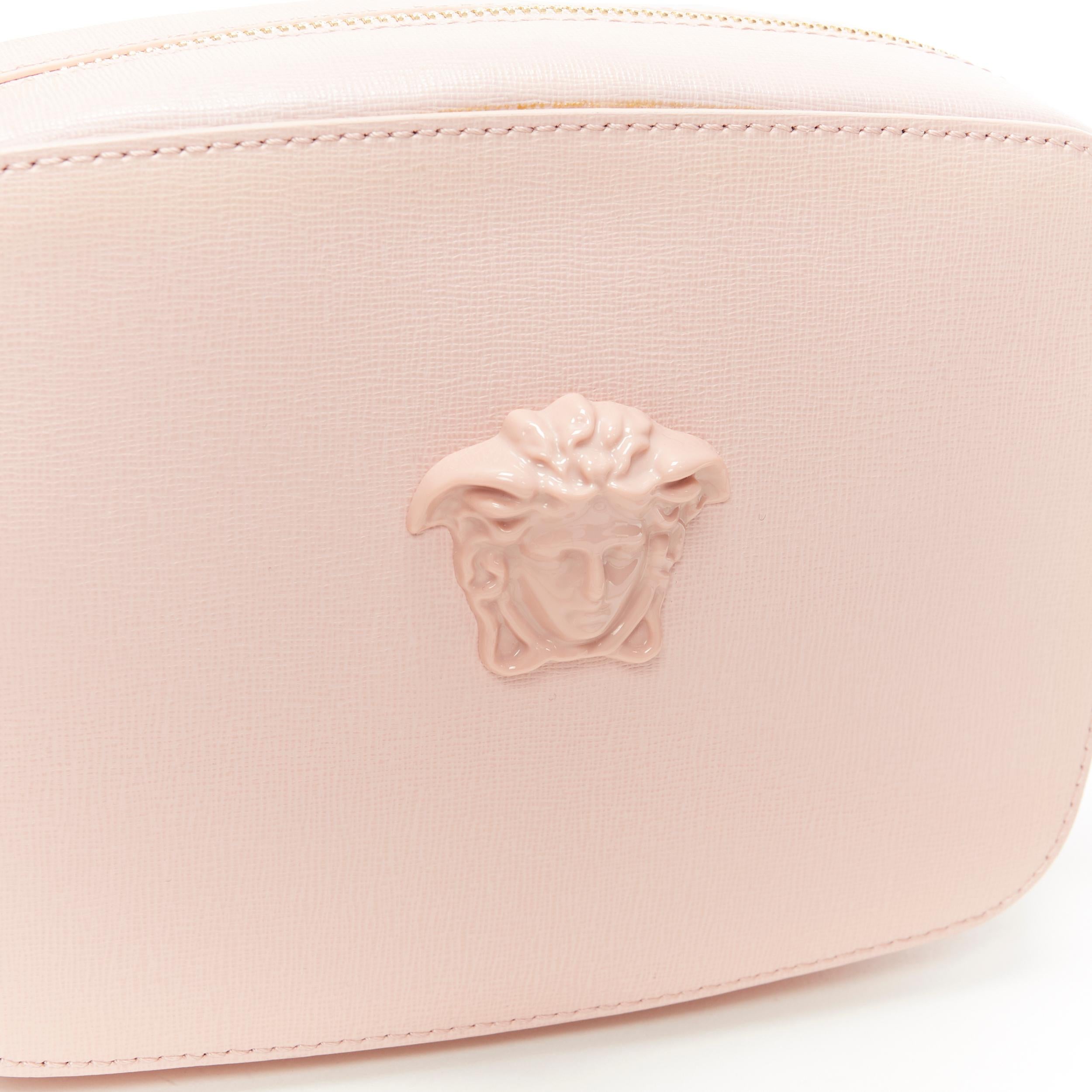 new VERSACE Palazzo Medusa head blush pink saffiano leather crossbody camera bag In New Condition In Hong Kong, NT