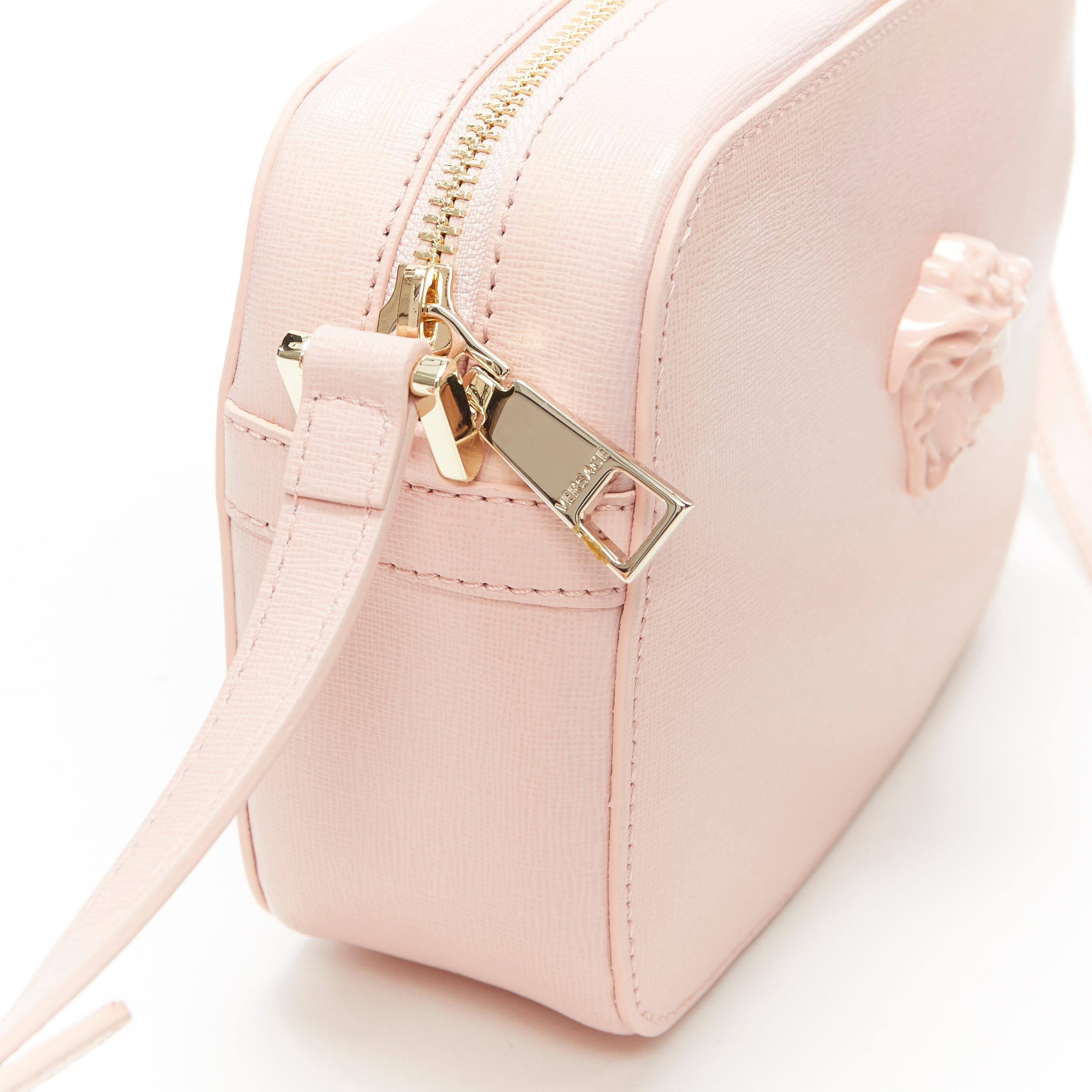 Women's new VERSACE Palazzo Medusa head blush pink saffiano leather crossbody camera bag