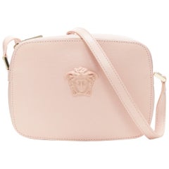 new VERSACE Palazzo Medusa head blush pink saffiano leather crossbody camera bag
