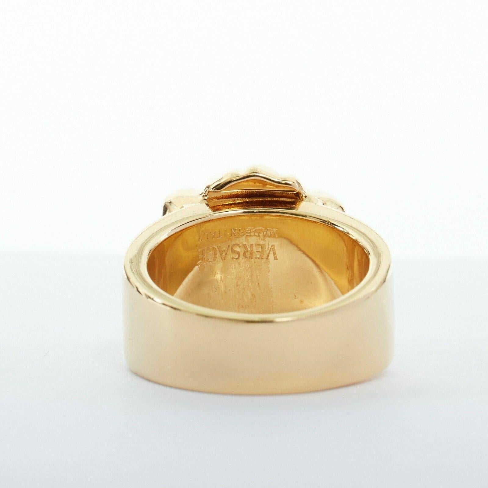 new VERSACE Palazzo Medusa head gold plated signature simple band ring 11 In Good Condition In Hong Kong, NT