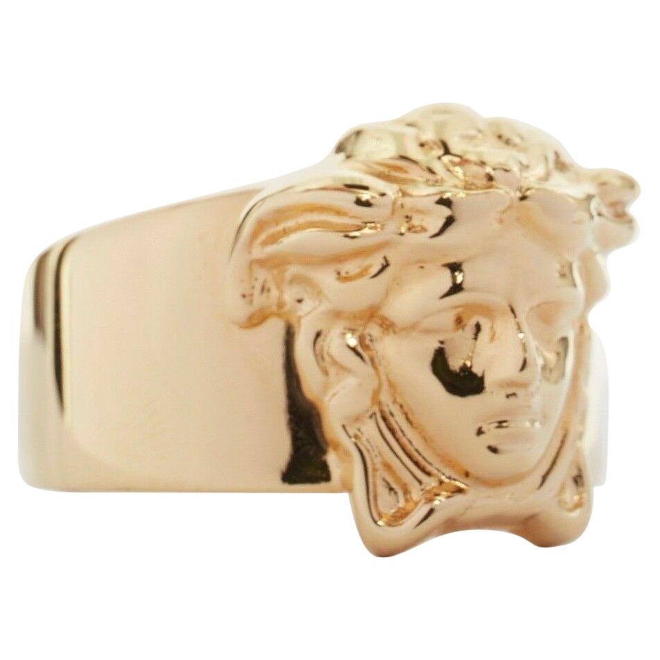 new VERSACE Palazzo Medusa head gold plated signature simple band ring 11