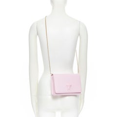 neu VERSACE Palazzo Medusa hellrosa Leder Klappe Kette Umhängetasche Clutch