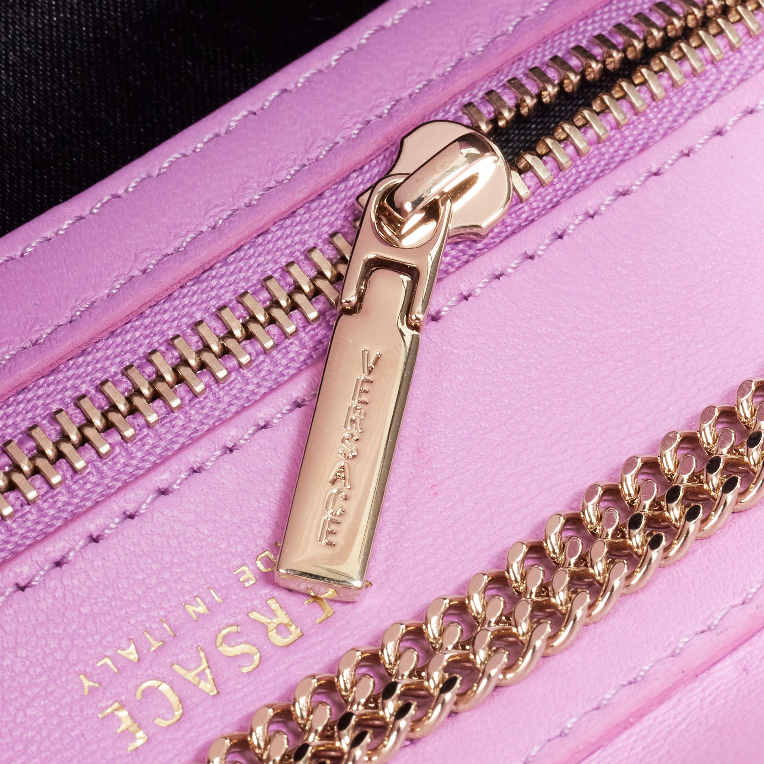 new VERSACE Palazzo Medusa lilac purple patent gold wallet chain crossbody bag 6