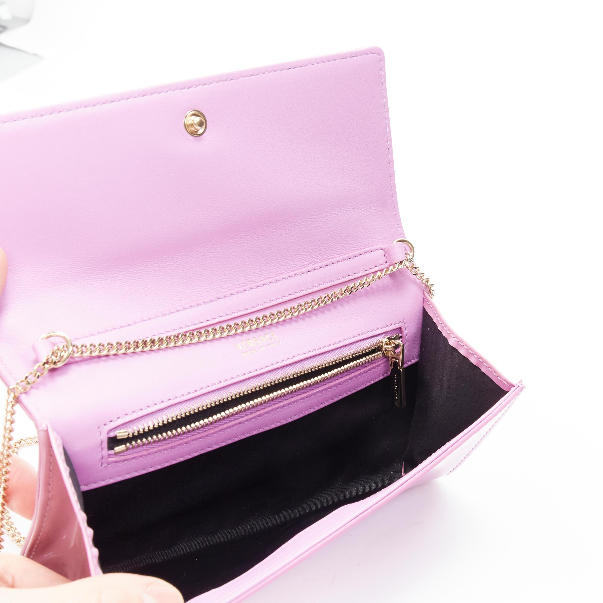 new VERSACE Palazzo Medusa lilac purple patent gold wallet chain crossbody bag 4